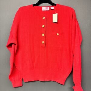 vintage SM 1990s 1980s  women's new old stock sweater scoop neck gold button